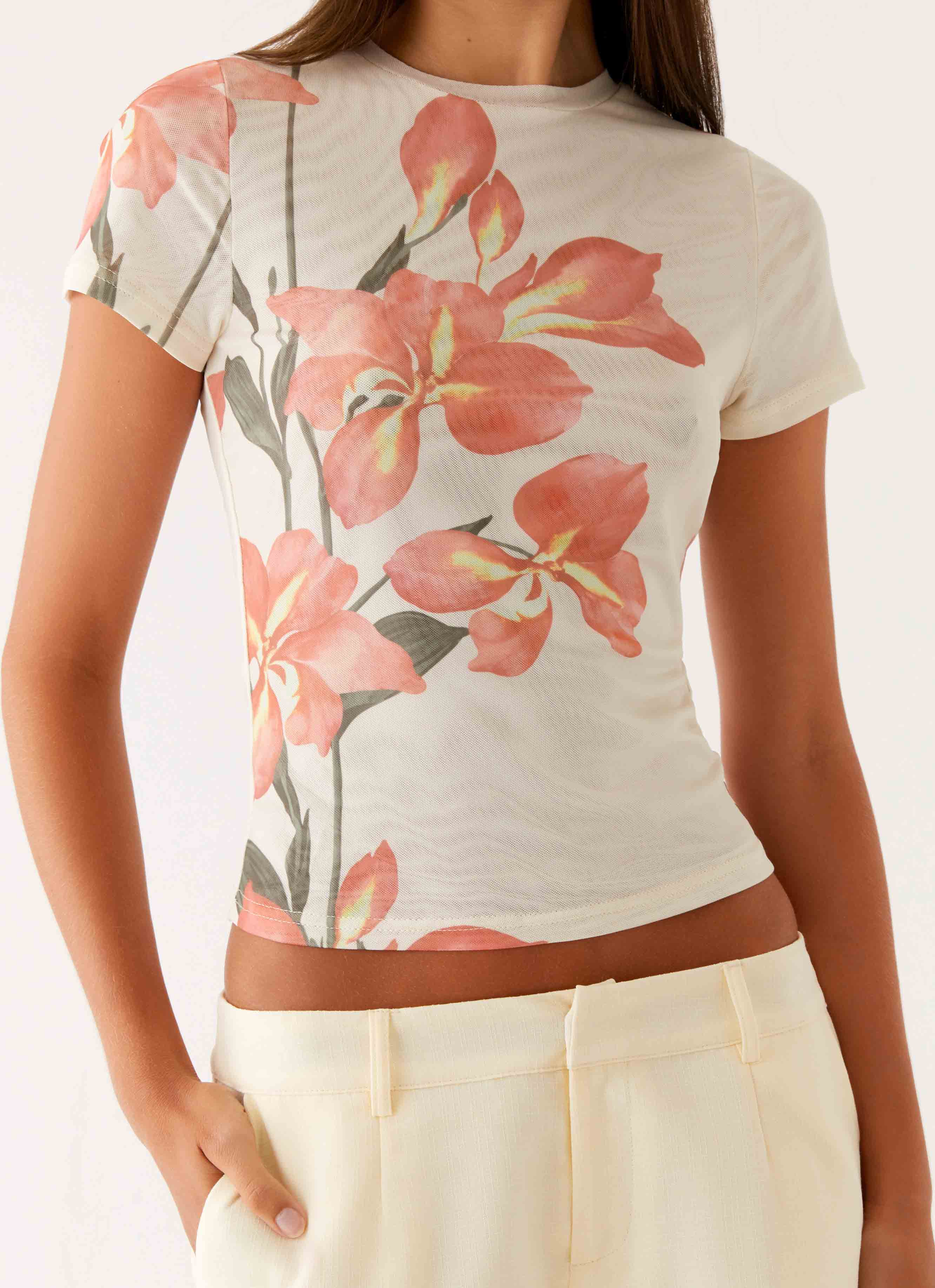 Late Night Mesh Baby Tee - Siena Floral